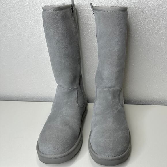 Ugg Blue Gray Alber Flat Heel Shearling Lined Suede Boot Side Zip 8 - Picture 5 of 15